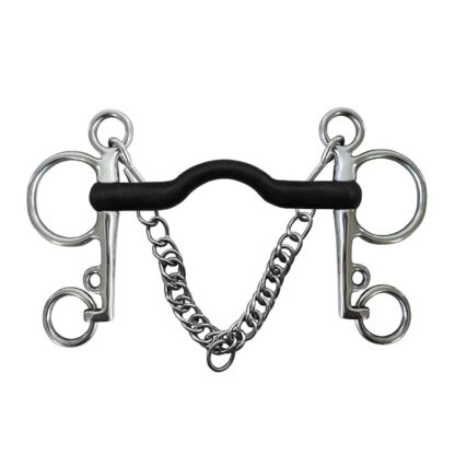 Metal Mouth Bit with Curb Hooks and Chain - Image 2
