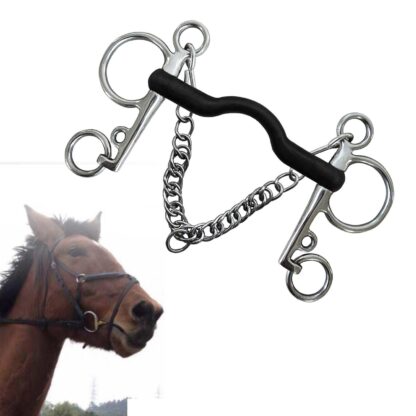 Metal Mouth Bit with Curb Hooks and Chain - Image 3